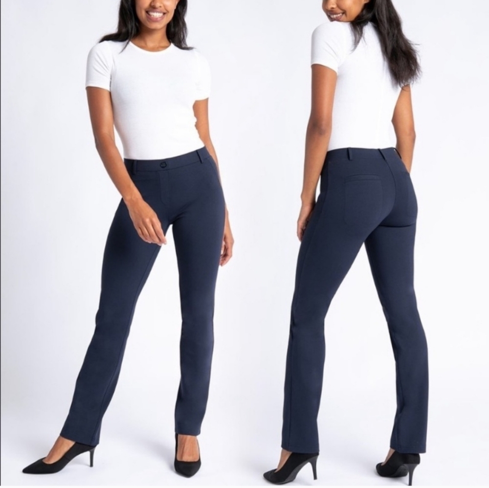 Betabrand Navy Classic Straight Leg Yoga Dress Pant 2XL Long